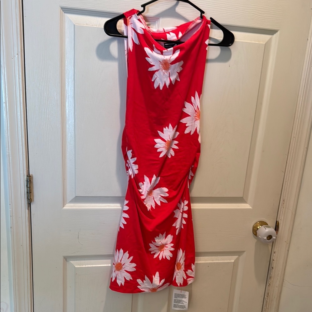 Red Floral Sleeveless Dress